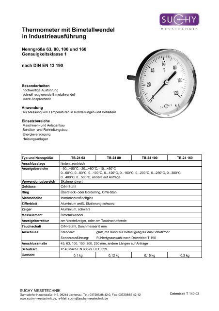 Thermometer mit Bimetallwendel in Industrieausführung