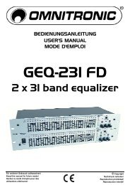 USER MANUAL GEQ-231 FD Equalizer
