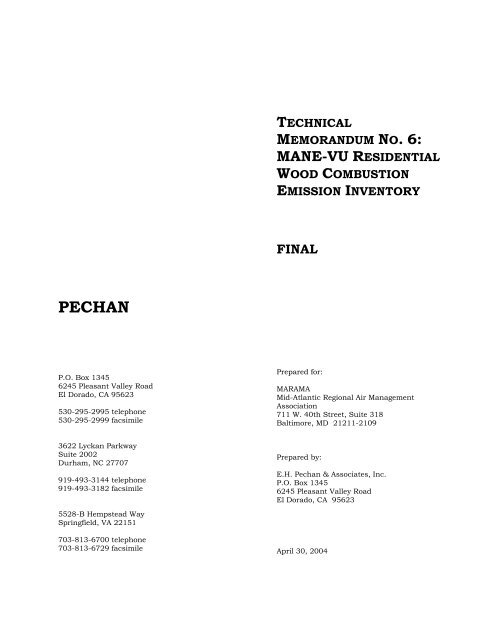 Emissions Inventory Technical Memorandum 6 Final - MARAMA