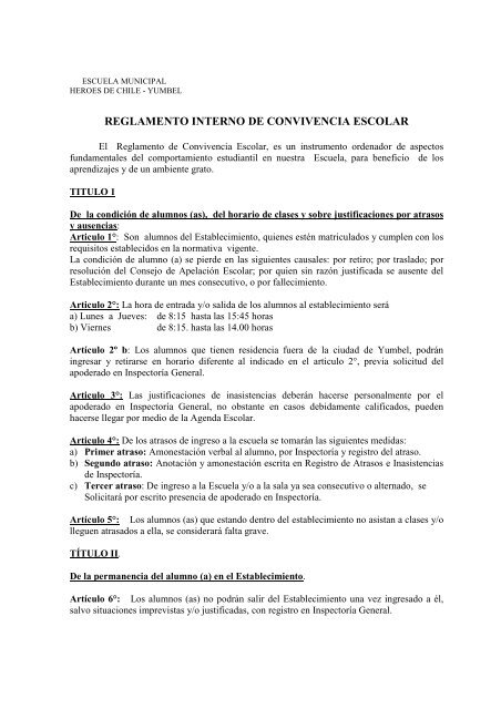 Reglamento De Convivencia Escolar Bligoo Com