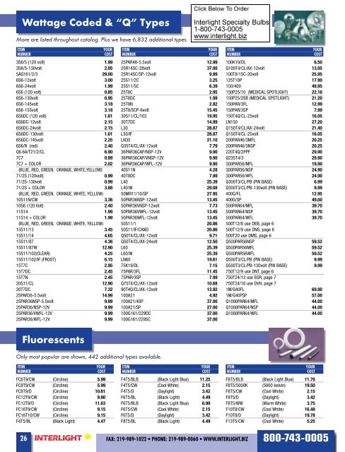 Specialty Light Bulb Reference Catalog - Interlight