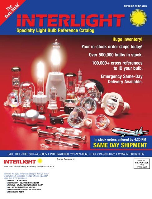 Specialty Light Bulb Reference Catalog - Interlight