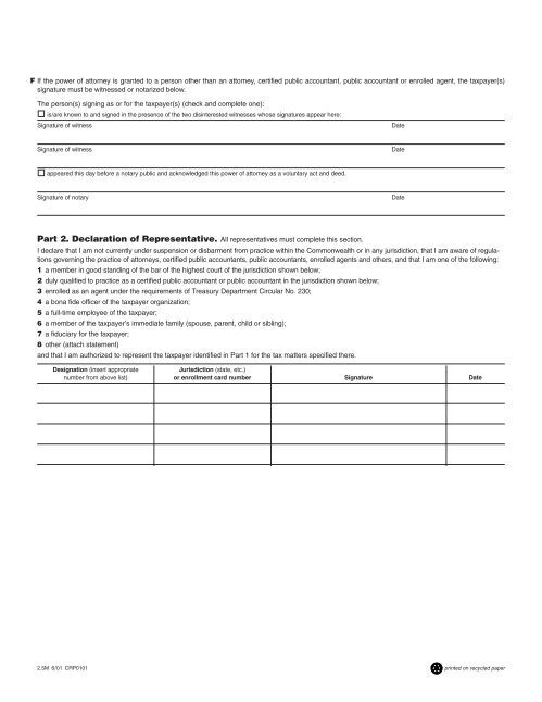 Form M-2848 Power of Attorney and Declaration of Representative