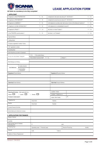 Credit Application Form - Scania