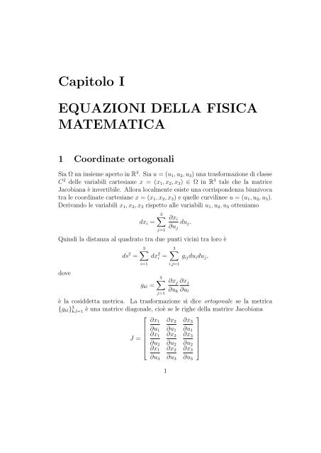 ISTITUZIONI DI FISICA MATEMATICA Corso di 6 Crediti Corso di ...