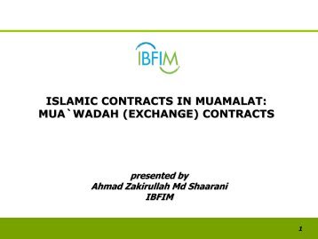 ibfim islamic contracts in muamalat