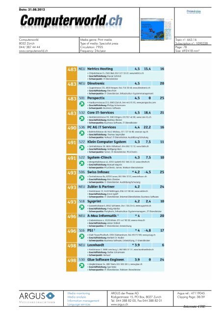 Interoute 55 im Ranking der  ICT-Firmen in - Interoute.ch