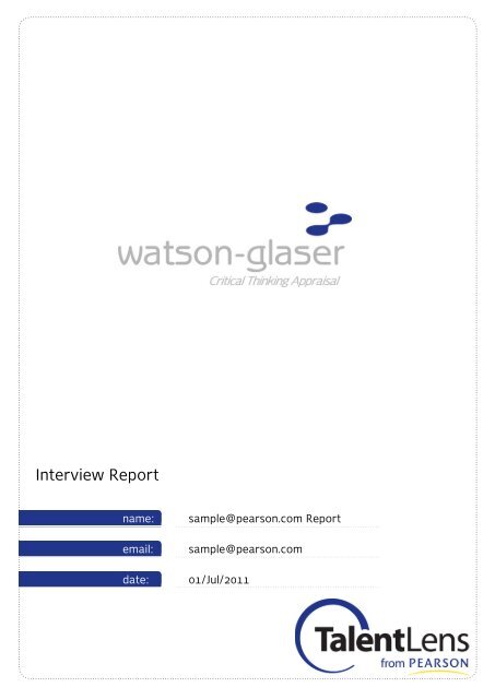 Watson-Glaser Sample interview Report - TalentLens
