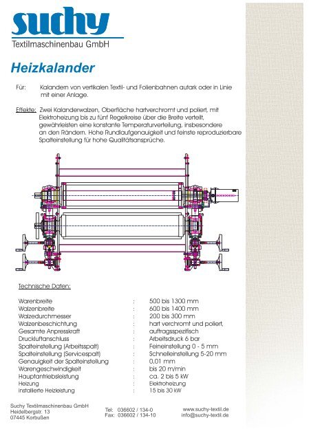 Heizkalander - Suchy Textilmaschinenbau GmbH
