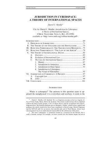 jurisdiction in cyberspace: a theory of international spaces