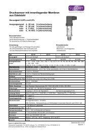 Drucksensor mit innenliegender Membran aus Edelstahl