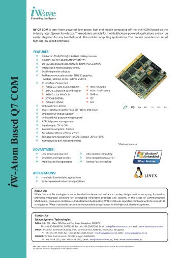 W -A tom B ased Q 7 C O M - iWave Systems