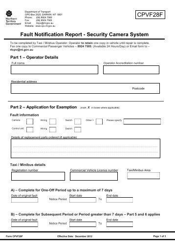 Fault Notification Report â Security Camera System - Department of ...