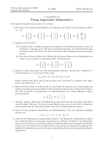 Â¨Ubung Angewandte Mathematik 2