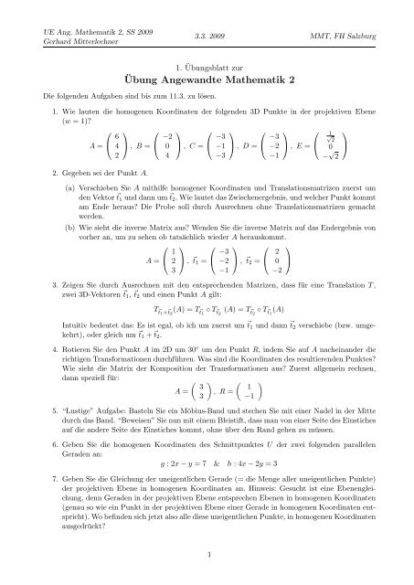 Â¨Ubung Angewandte Mathematik 2