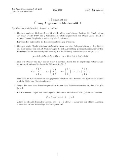 Â¨Ubung Angewandte Mathematik 2