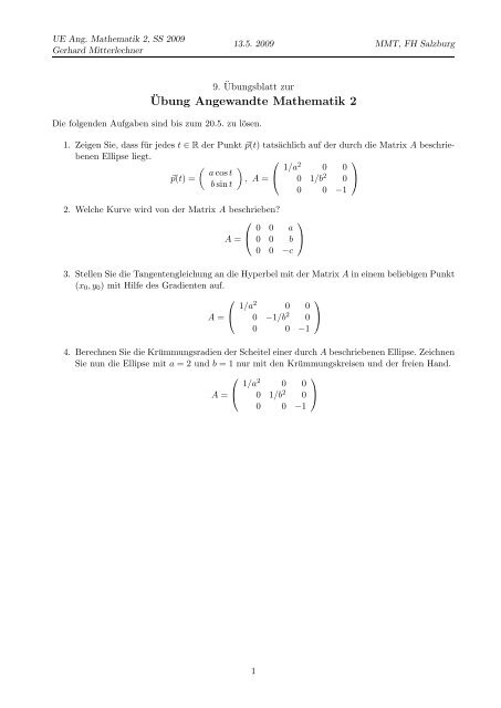 Â¨Ubung Angewandte Mathematik 2