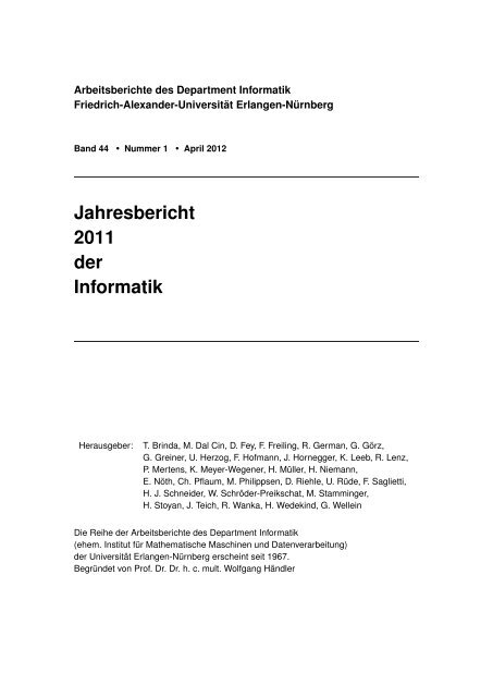 Jahresbericht 2011 - Dept. of Computer Science - Friedrich ...