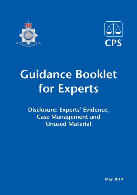 CPS Guidance Booklet for Experts Witness - Crown Prosecution ...