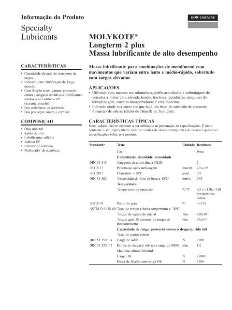 Download ficha tÃ©cnica Molykote LONGTERM 2 PLUS - PDF