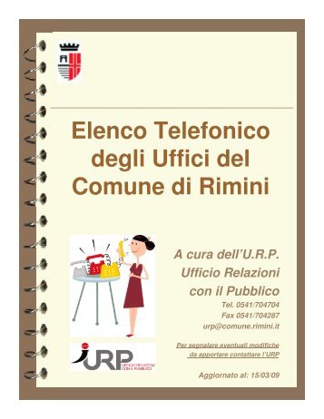 Elenco Telefonico degli Uffici del Comune di Rimini A cura dell'URP ...