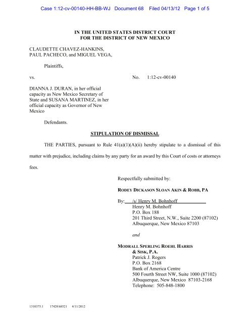 Stipulation Of Dismissal