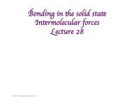 Bonding in the solid state Intermolecular forces Lecture 28