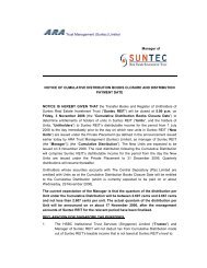 Notice of Cumulative Distribution Books Closure and ... - Suntec REIT