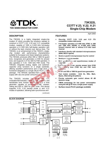 73K322L CCITT V.23, V.22, V.21 Single-Chip Modem - SeekIC.com