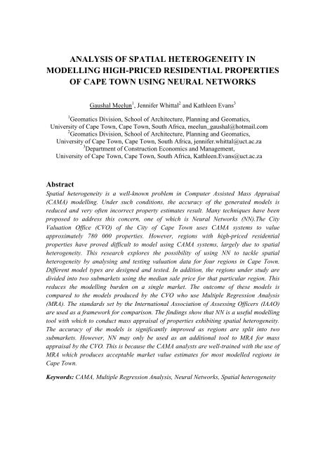 analysis of spatial heterogeneity in modelling high-priced residential ...