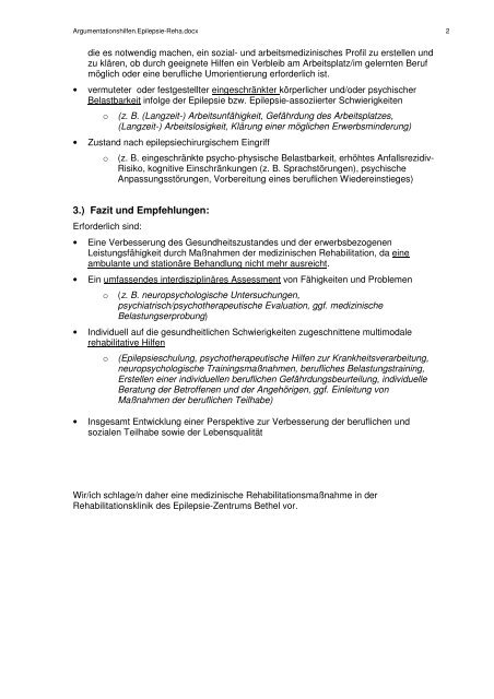 Argumentationshilfen Epilepsie-Reha Bethel (PDF) - Krankenhaus ...