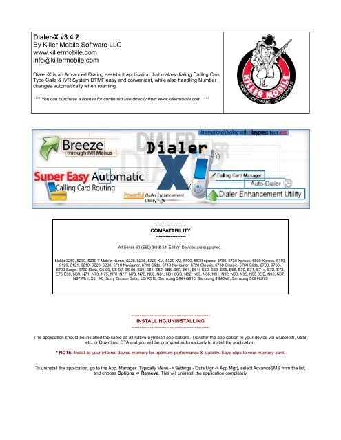 Dialer-X v3.4.2 By Killer Mobile Software - Builders of Killer Mobile ...