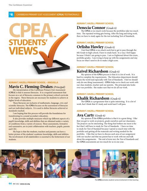 CXC Examiner May 2012 - Caribbean Examinations Council