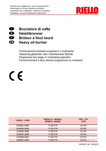 Bruciatore di nafta HeizÃƒÂ¶lbrenner BrÃƒÂ»leur ÃƒÂ  fioul ... - Riello Burners