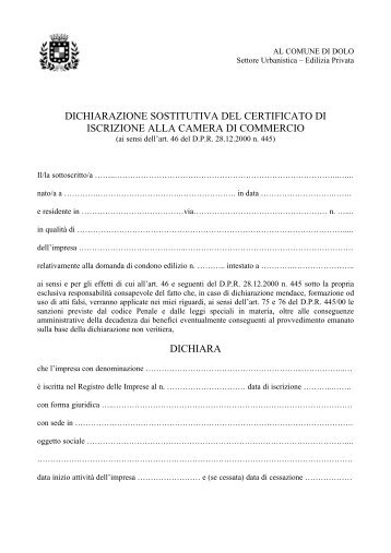 autocertificazione cciaa - Comune di Dolo