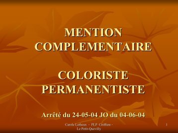 MENTION COMPLEMENTAIRE COLORISTE PERMANENTISTE ...