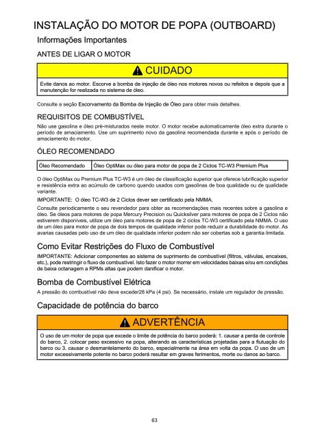 1 5 0 - 1 7 5 HP O p tim ax MANUAL DE OPERAÇÃO ... - Mercury