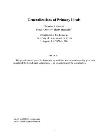 Generalizations of Primary Ideals - MAA Sections