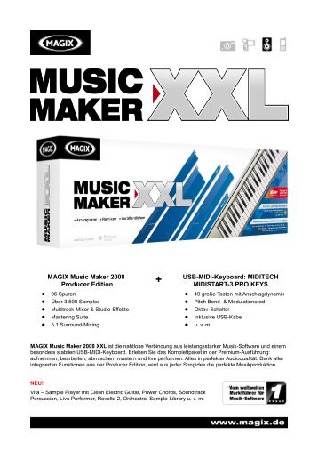 MAGIX Music Maker 2008 Producer Edition USB-MIDI-Keyboard ...