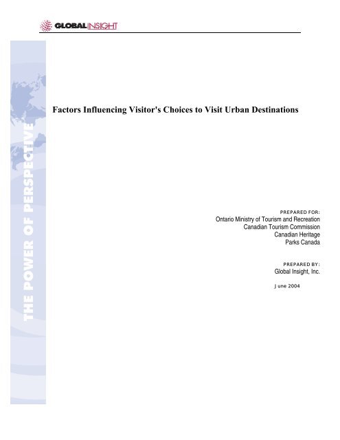 Factors Influencing Visitor's Choices of Urban Destinations in North ...