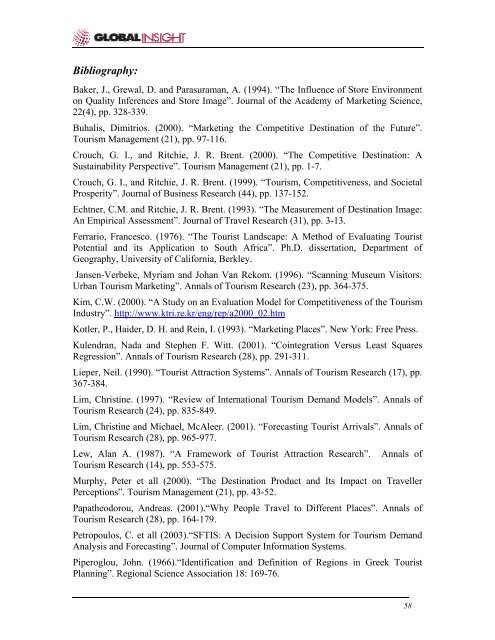 Factors Influencing Visitor's Choices of Urban Destinations in North ...