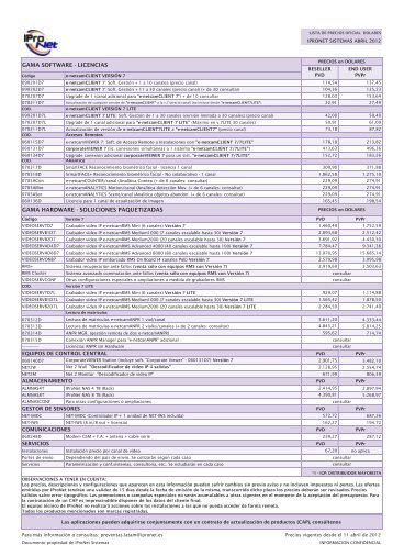 GAMA HARDWARE - SOLUCIONES ... - IProNet Sistemas