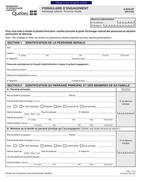 Parrainage quebec courriel