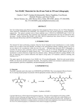 New BARC Materials for the 65-nm Node in 193 ... - Brewer Science