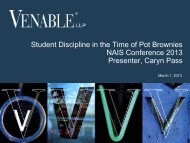 Student Discipline in the Time of Pot Brownies NAIS ... - Venable LLP