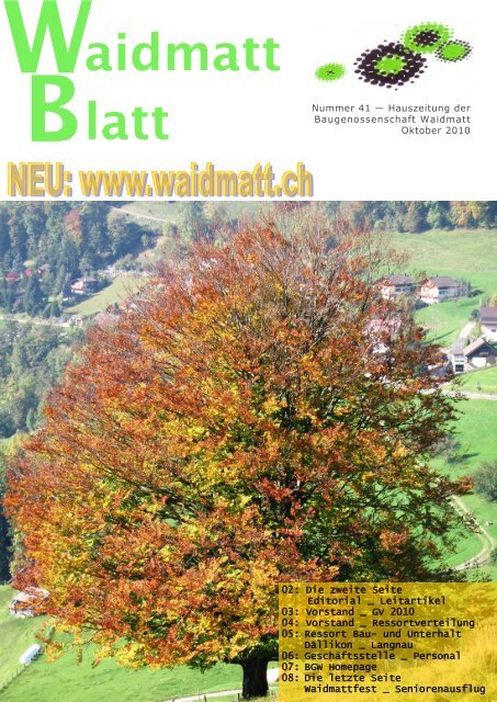Waidmattblatt Nr. 41 (Okt. 2010) - Baugenossenschaft Waidmatt