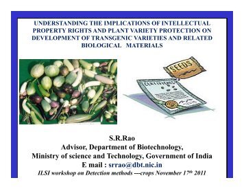 Patent and IPR Dr S R Rao, Advisor, DBT - ILSI India