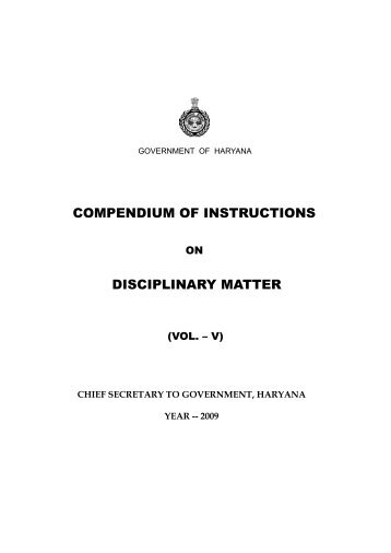 compendium of instructions disciplinary matter - Chief Secretary ...