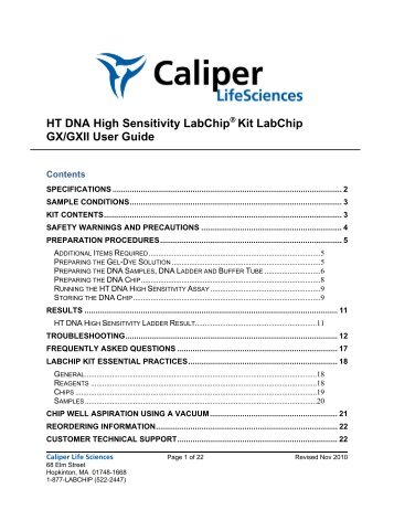 HT DNA High Sensitivity LabChip Kit LabChip GX/GXII User Guide
