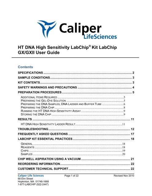 HT DNA High Sensitivity LabChip Kit LabChip GX/GXII User Guide